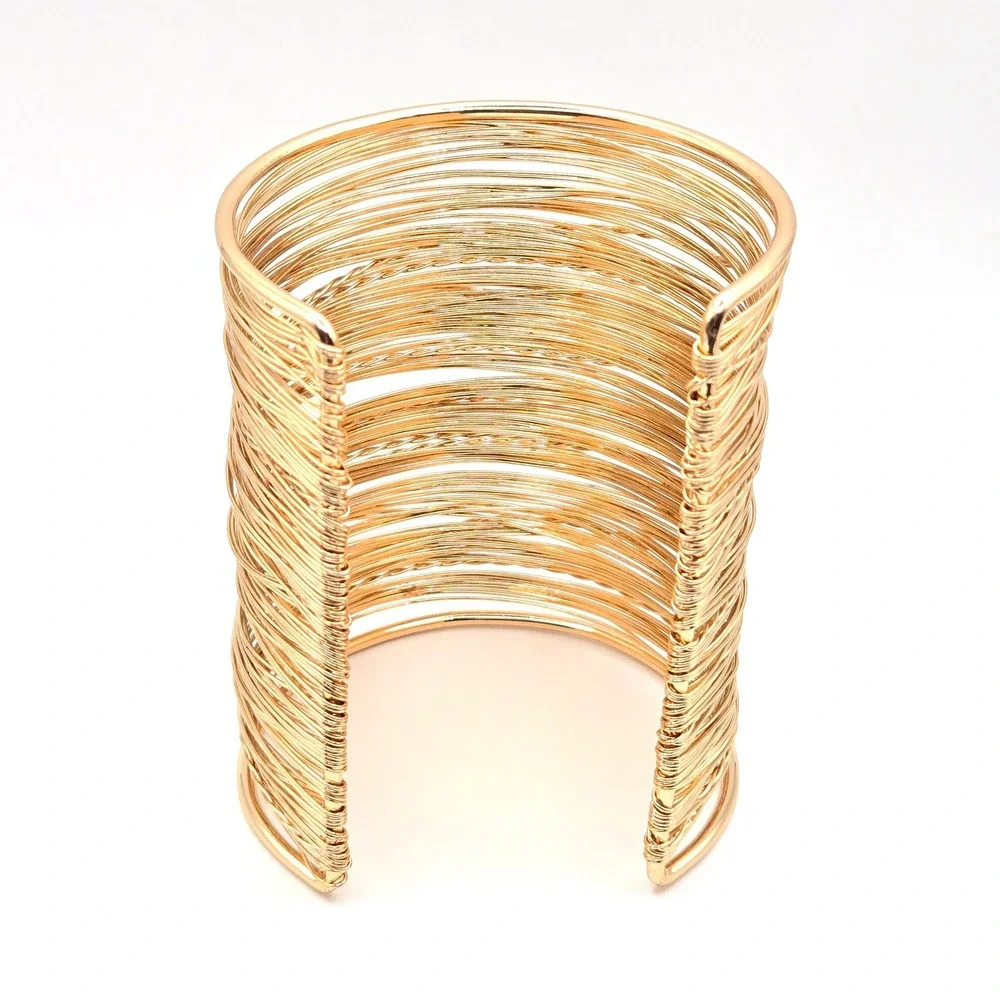 Gold Multi-Wire Cuff Bracelet - Women Jewelry - Picture 2 of 5